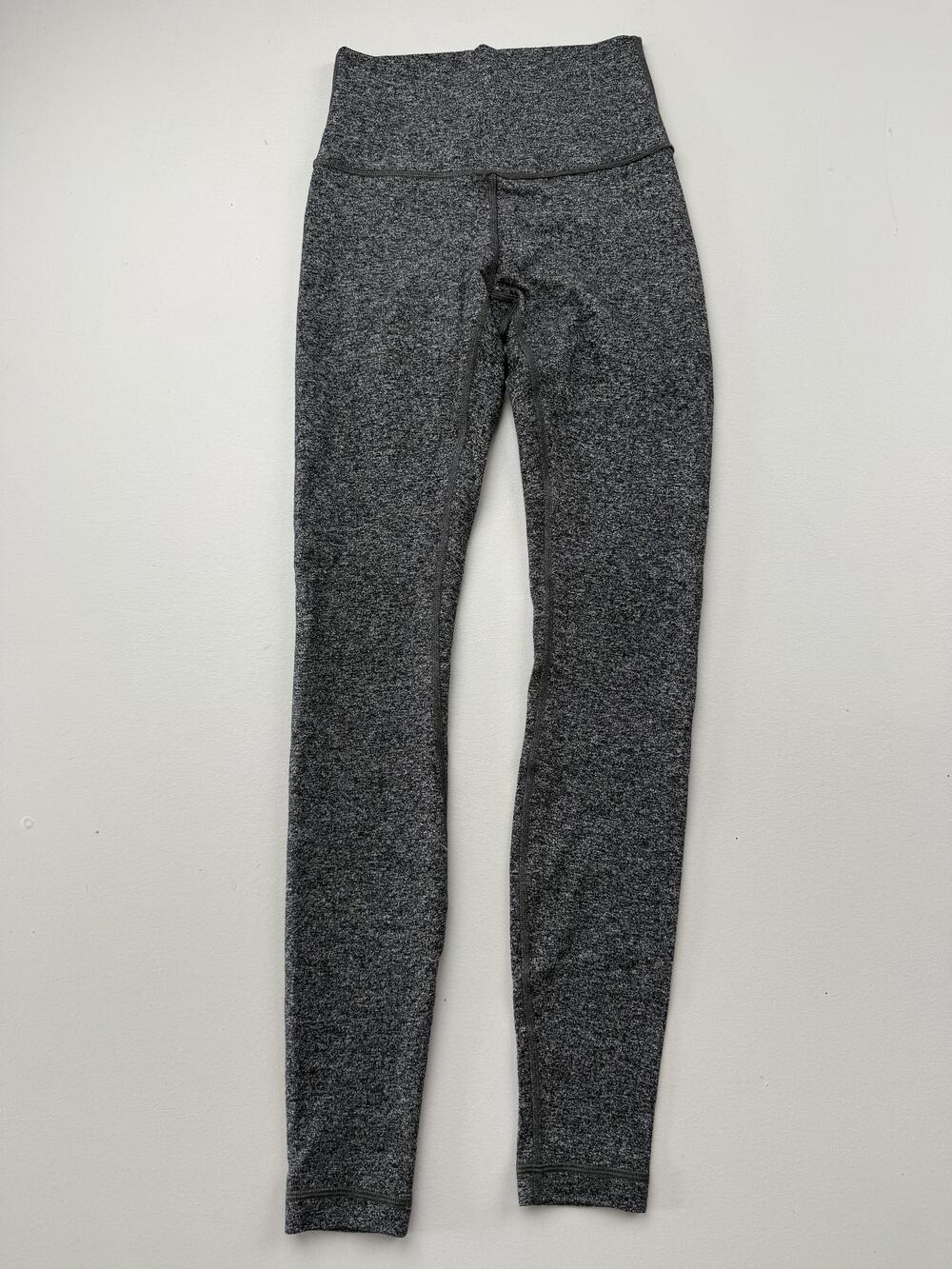Lululemon Leggings Womens 2 Gray Ankle High Rise Flecked Knit Athletic Yoga